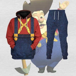 Stinky Pete Cosplay Hoodie Jogger Set, Toy Story Prospector Halloween Costume, Funny Cartoon Characters 3D Outfit, Disneyland Tracksuit