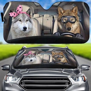 Wolves Car Sun Shade, Wolve Auto Car Sunshade, Funny Car Windshield Cover, Animals Car Decorations, Sun Visor Car For Family Gift 2025