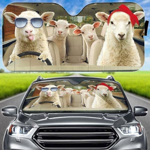 Sheep Auto Sun Shade, Animals Car Sunshade, Funny Car Windshield Cover, Sheep Love Sun Shade For Car,  Sun Visor Car For Family Gift