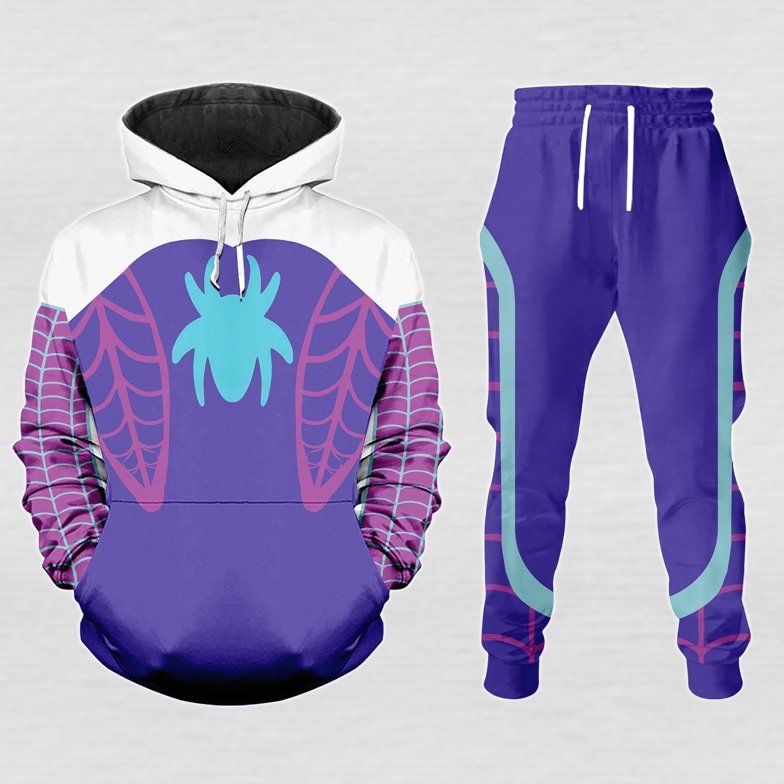 Spider Gwen Purple Cosplay Hoodies Joggers, Gwen Stacy Spidey