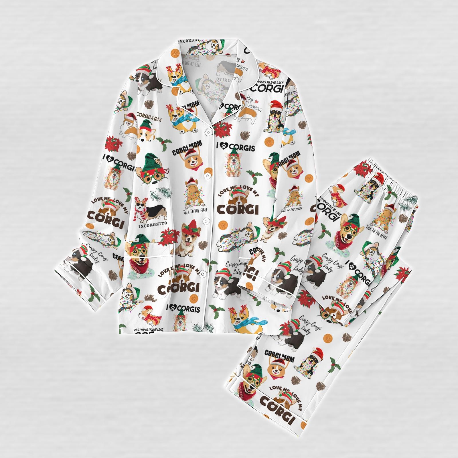 Discover Corgi Dog Christmas Pajamas Set, Cute Puppy Xmas Family Matching Pajamas, Pets Holiday Pajamas, Funny Dog Pjs, Xmas Gift For Dog Lovers