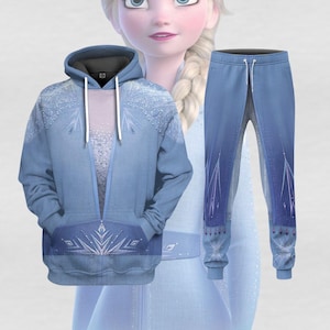 Frozen Elsa Cosplay Hoodies, Disney Princess Costume Sweatshirt, Elsa Frozen Jogger, Elsa Princess Shirt, Disney Tracksuit For Women