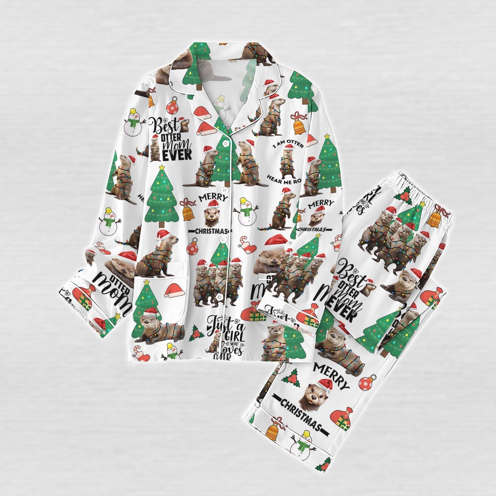 Discover Sloths Christmas Pajamas Set, Santa Sloths Xmas Holiday Pajamas, Animals Women Pajamas, Funny Xmas Loungewear, Christmas Gifts