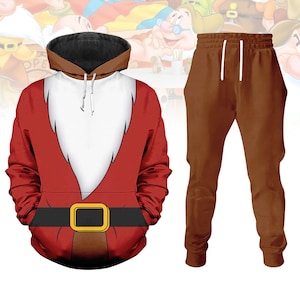 Grumpy Dwarf Cosplay Hoodies Pants, Disney Dwarf Costume, Funny Cartoon Jogger Pants, Disney Matching Outfit For Halloween Holiday 2025