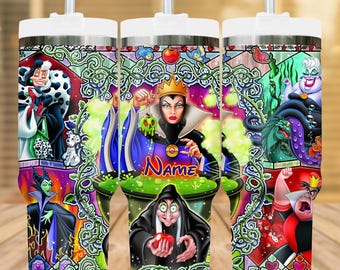 Vaso personalizado de villanos de Disney de 113 ml, vaso de agua de la Reina Malvada Úrsula y Maléfica, vaso de brujas malvadas, taza de viaje de Halloween de Disney