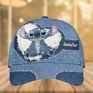 Personalized Blue Stitch Classic Cap, Disneyland Baseball Cap, Funny Stitch Cap, Cartoon Classic Hats, Disney Vacation  Hat Women Men