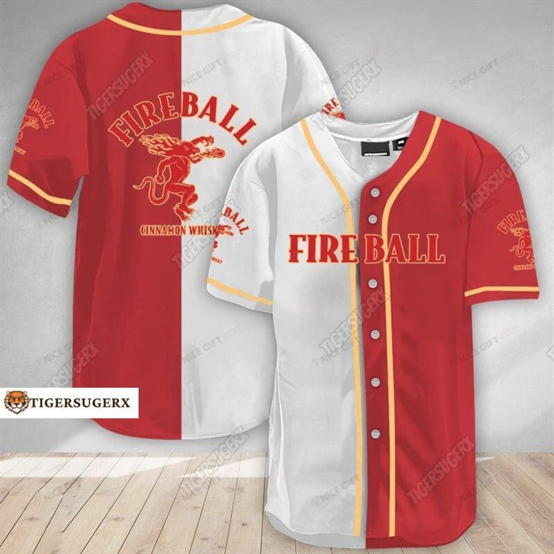 Fireball Baseball Jersey, Fireball Whisky Baseball Jersey, Fireball ...