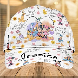 Gepersonaliseerde klassieke pet Mickey and Friends, baseballpet Disney 2025 Trip, Magic Kingdom-hoeden, pet Mickey Minnie, Disneyland-cadeaus