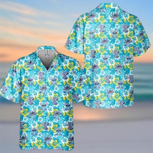 Lilo and Stitch Hawaiian Shirt, Disney Button Shirt for Men Women, Classic Cartoon Beach Shirt, Tropical Summer Shirt, Disneyland Gifts