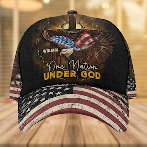 Personalized American Flag Classic Cap, Eagle Red White Blue Trucker Cap, 4th Of July Hat, Independence Day, Fourth Of July Men Hats