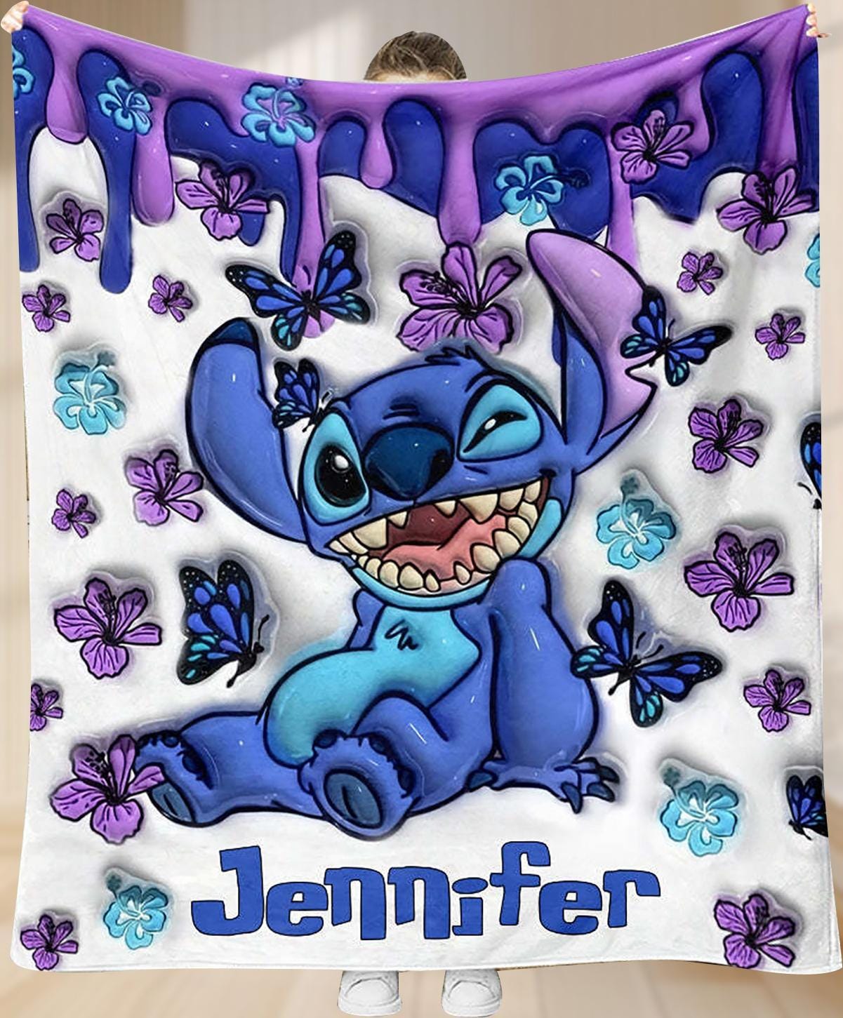 Discover Personalized Stitch Blanket, Lilo and Stitch Kids Blanket, Ohanas Mean Family Soft Fleece Blanket, Disneyland Family Trip Gift