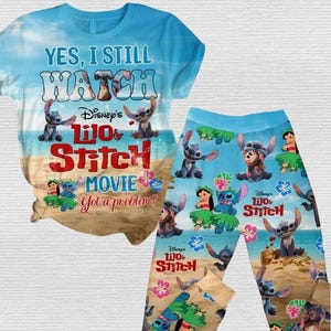 Lilo And Stitch Pajamas Set, Disney Stitch Ohana Means Family Women Pajamas, Disney Vacation Pajamas Pants, Funny Cartoon Sleepwear