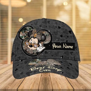 Custom Minnie Mouse Classic Cap, Disney Best Day Ever Baseball Cap, Disney Mouse Cap Women, Disneyland Trip Hat, Disney Girl Trip Gift