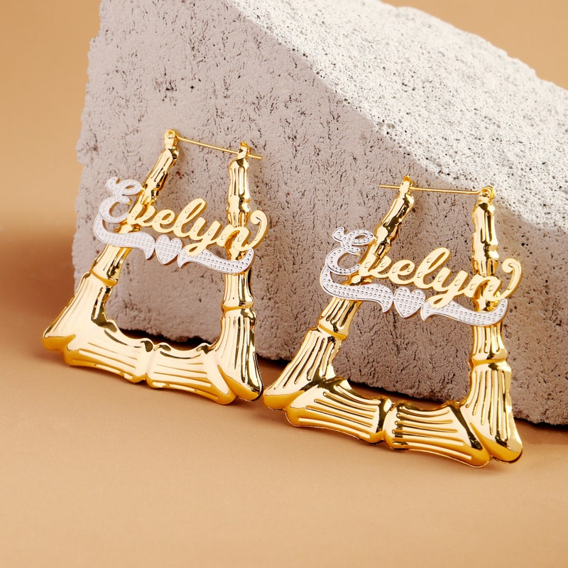 Beige - Handcrafted Triangle Shaped Bamboo Earrings