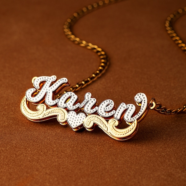 Gold Jewelry Chain Name Plate Etsy