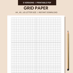 Grid Paper Printable, Squared Paper, Graph Paper, Planner Inserts, A4/A5/US Letter, Instant Download PDF