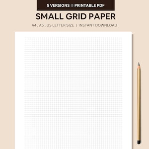 Small Grid Paper Printable, Squared Paper, Planner Inserts, graph paper notebook, digital graph paper, A4/A5/US Letter, Instant Download PDF