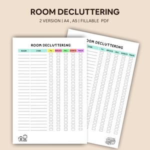 Room Declutter Checklist: Fillable PDF Planner (A4)