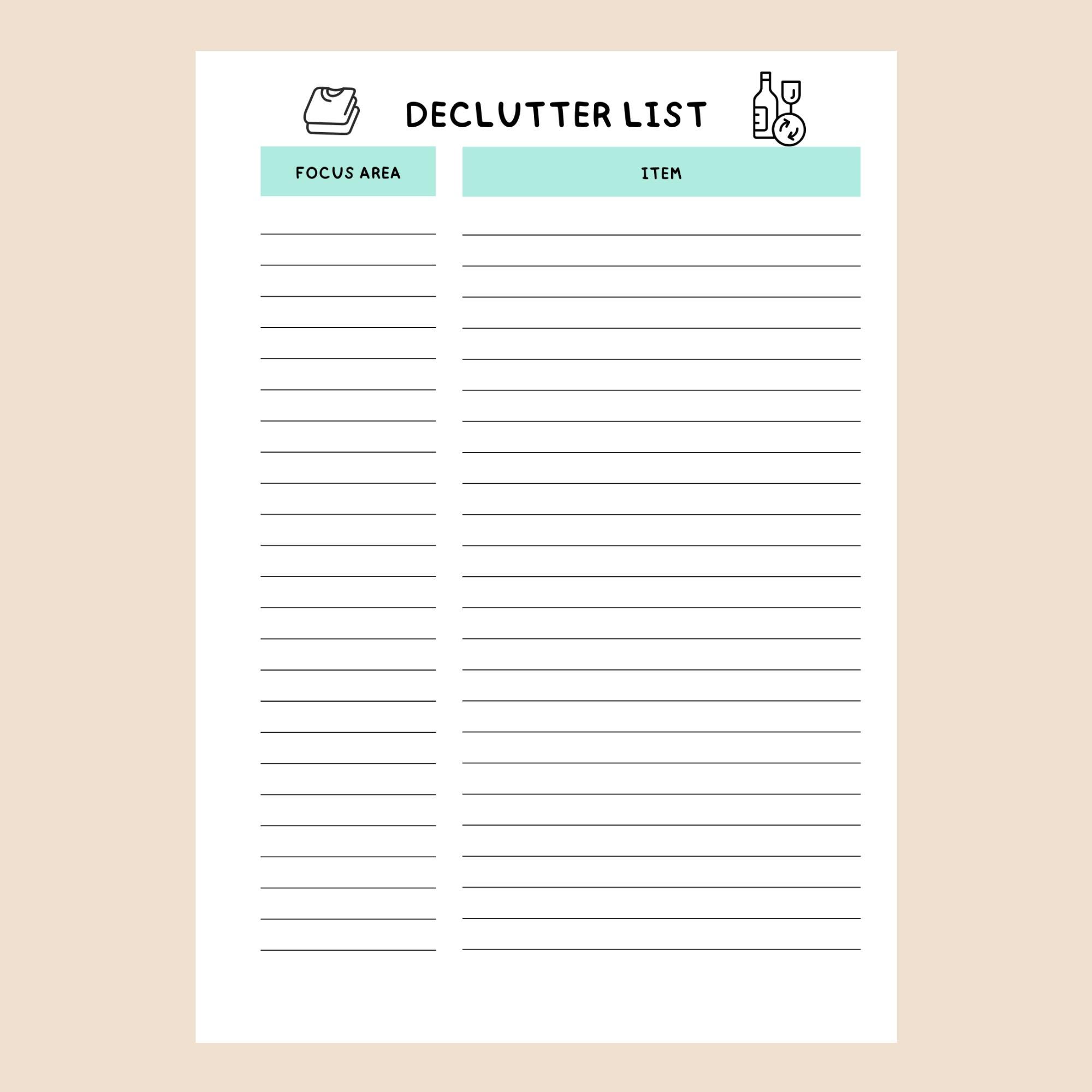 Declutter Checklist Bundle: Printable Fillable Planner (A4, PDF) - Etsy