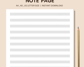 Linierte Notizen Seite zum Ausdrucken: A4/A5/US Letter (PDF)