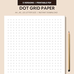 Dot Grid Paper, Printable A4, A5, US Letter Size, PDF, Dotted Paper, Dotted Planner Pages, Notebook Templates, Printable, Note Taking
