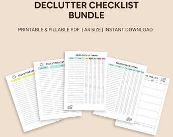 Pacote de lista de verificação para organização: planejador preenchível para impressão (A4, PDF)