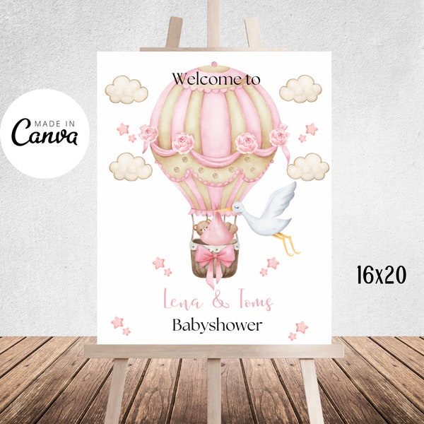 Editable bear baby shower welcome sign, boho bear baby shower decor, bear balloon, boho bear welcome, welcome babyparty,boho bear