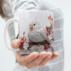 3D Bird Mug Wrap Template 11oz  and 15oz - Instant Digital Download