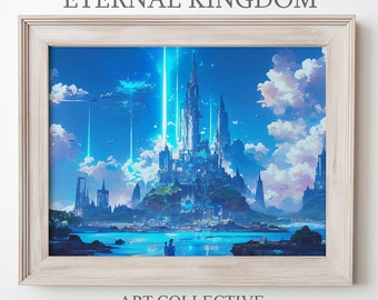 Fantasy Scenic Digital Painting, Light Kingdom Digital Print, Atlantis, Ocean City