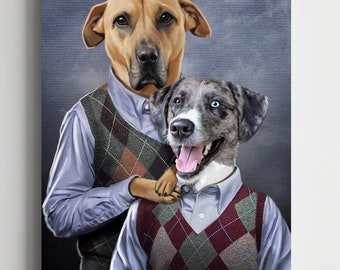 Custom Step Brothers Pet portrait, Pet portrait Fun Gift, Personalized Dog Portrait, Humorous Pet Lover Gift, Dog Portrait from Photo