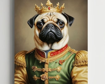 Custom Renaissance Pet Portrait, Royal Dog Canvas Art