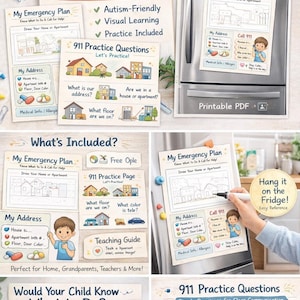 Kids Emergency Plan Printable | 911 Safety Visual Guide (digital ...