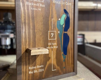 Personalized Hole-in-One Trophy: Keepsake Plaque, Golf Ball Display, Golf Award for Golfer, Golf Gift,