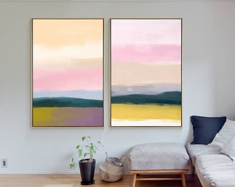 Pinkish Color Wall Art Texture Painting minimalist Painting Heavy Textured Art Painting  Color Block Framed Large Wall Art Living Room Decor