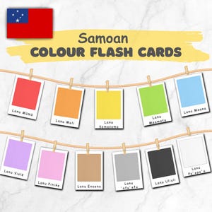 Samoan Colour Flashcards for Preschool | Pastel 3-Part Montessori Printable | 11 Colours | Samoan Language Learning PDF | Early Learning