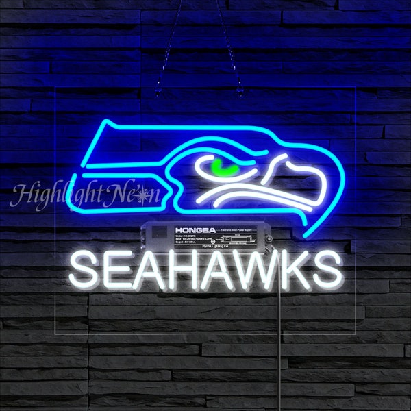 Custom Neon Signs Seahawks Handmade Real Glass Neon Sign Light Business Logo Neon Sign Home Bar Neon Sign Wall Art Guin Sign Beer Bar Decor