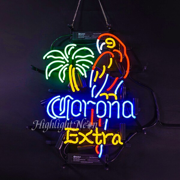 Corona Extra Parrot Neon Beer Sign Bar Decor Wall Hanging Signs Handmade Real Glass Neon Sign Light For Bar Pub Man Cave Personalized Gifts丨