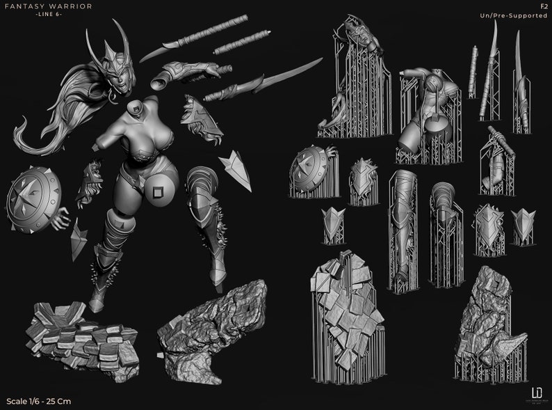 Model F2 Fantasy Warrior Line 6 HEROIC 32, 80 & 250mm Scale Resin