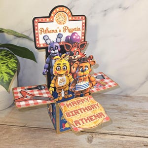 Five Nights Geburtstagskarte 3D Box Karte / Partydekoration / Andenken mit Name personalisiert