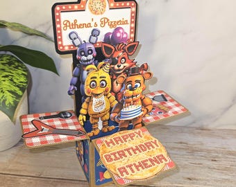 Five Nights Birthday 3D Box Card/ Party Decoration/ Keepsake Personalized with Name