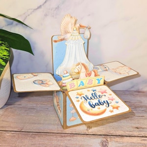 Boho Baby Shower Gender Neutral 3D Box Karte Party Dekoration Feier Andenken Willkommen Baby Geschenk