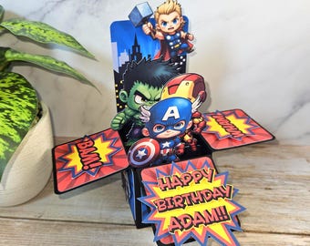 Superhero 3D Pop-up Box Card Marvelous Birthday Celebration Any Occasion Greeting  Party Decoration Personalized Keepsake With Envelope