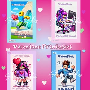 Robloks Printable Class Valentinskarten 4er-Set Digitaler Download PDF