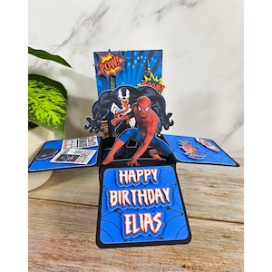 Spinne Held Geburtstagsfeier Jeden Anlass Gruß 3D Pop-Up Box Karte Party Dekoration Personalisiertes Andenken