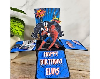 Spider Hero Birthday Celebration Any Occasion Greeting 3D Pop-up Box Card Party Decoration Personalized Keepsake