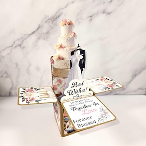 Beste Wünsche Hochzeitsfeier Glückwünsche 3D handgemachte Pop-up Box Grußkarte Andenken