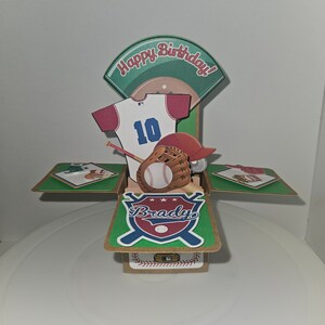 Baseball Little League-Geburtstagsfeier-kundenspezifische handgemachte 3D Box-Karte / personalisiertes Andenken