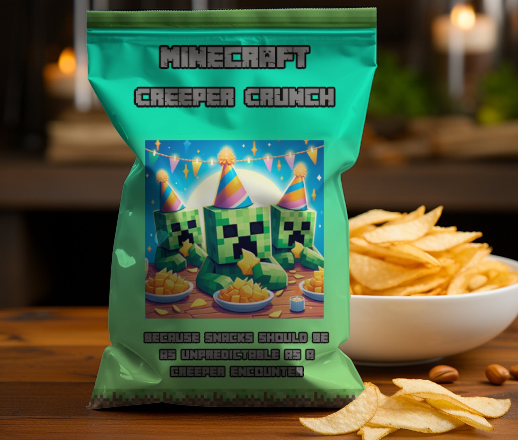 Creeper Crunch Chip Bag Printable