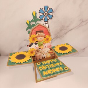 Farm Life Barnyard Geburtstagsfeier Jeden Anlass Gruß 3D Pop-Up Box Karte Party Dekoration Personalisiertes Andenken