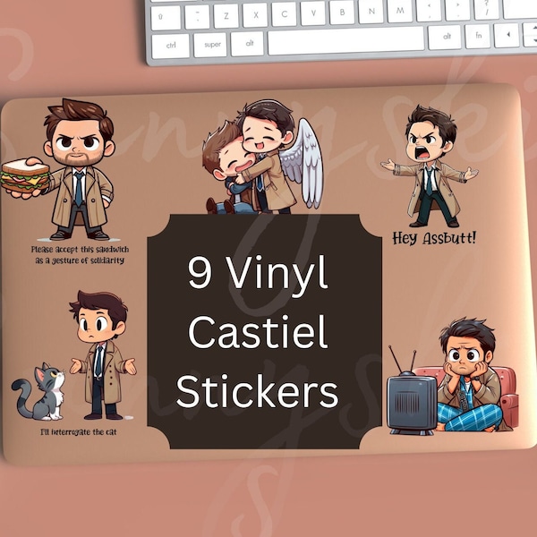 9 Castiel from Supernatural Clear Vinyl Sticker Set